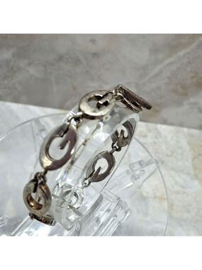 Guess Silver G Link Bracelet Toggle Clasp 7" Y2k